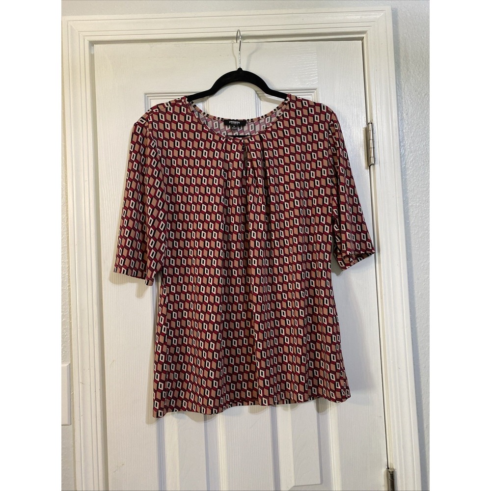 Premise Top Women XL Multicolor Geometric Short Sleeve